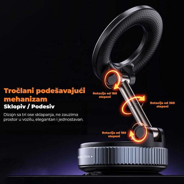 Magnetni držač za telefon na vakuum 2u1