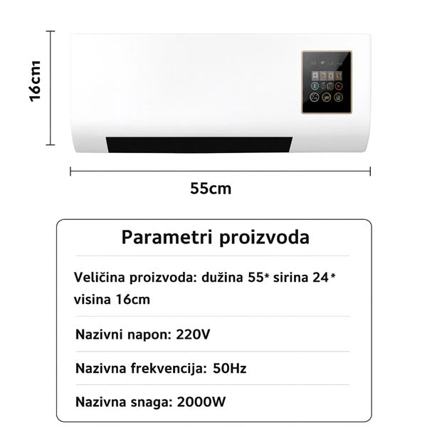 Zidna grejalica 2u1 - Grejni i rashladni uređaj sa daljinskim i šipkom za sušenje garderobe