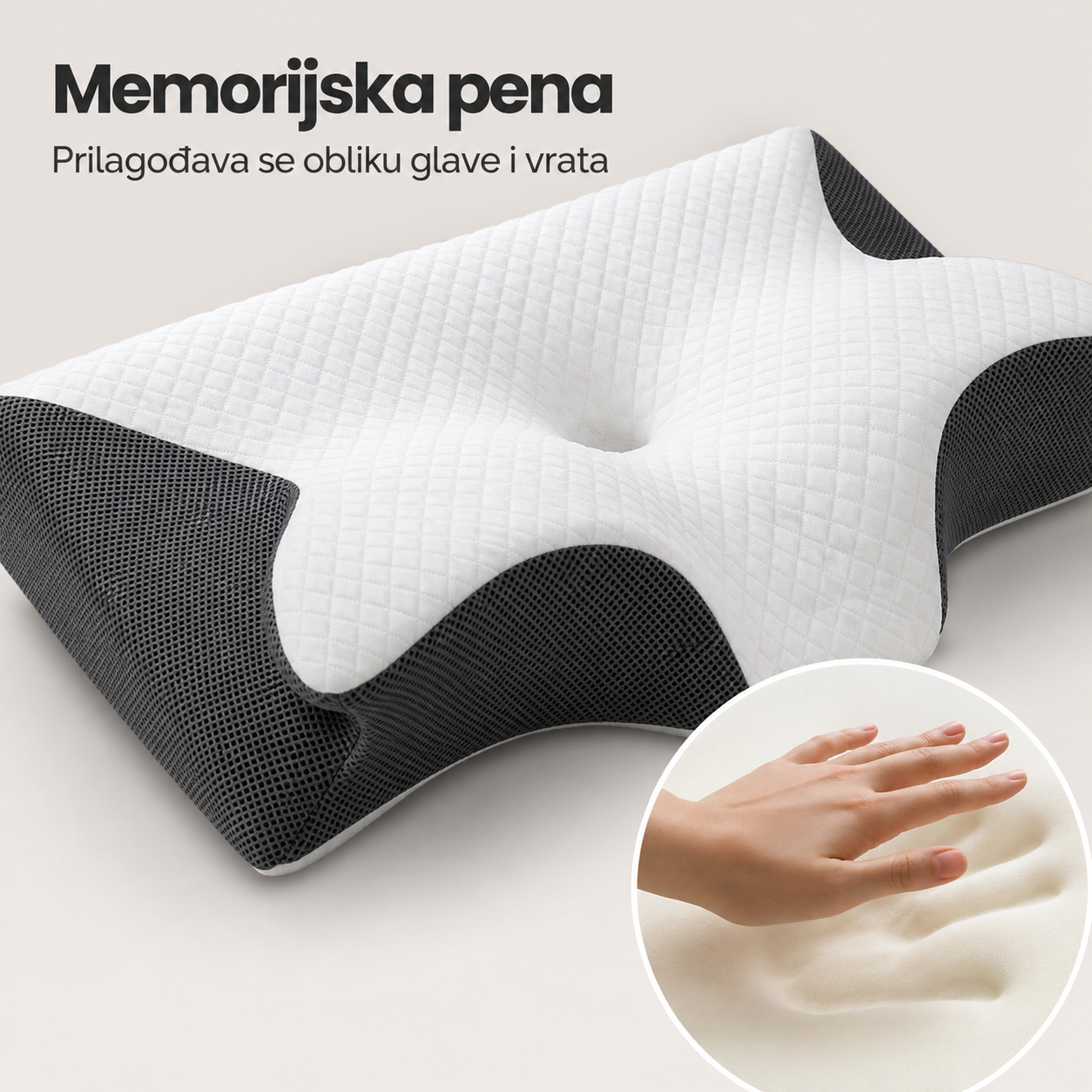 Memorijska pena koja se prilagodjava obliku glave i vrata