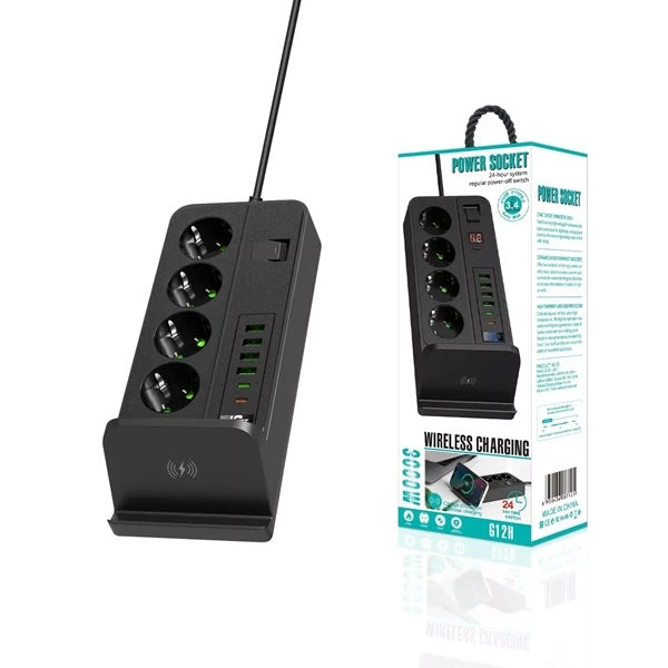Multifunkcionalni Produzni Kabl Sa USB portovima i bežičnim punjačem