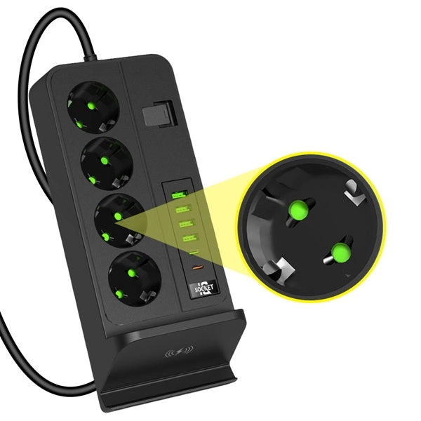 Multifunkcionalni Produzni Kabl Sa USB portovima i bežičnim punjačem