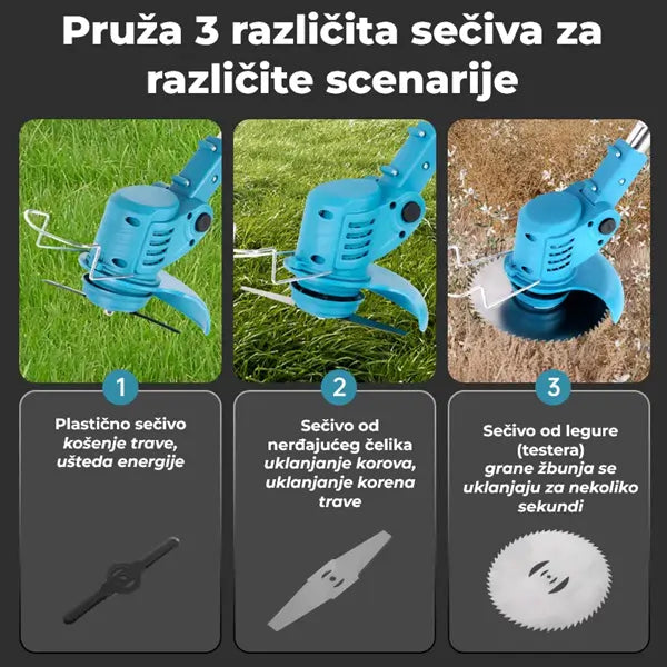 Aku trimer za travu sa 2 baterije
