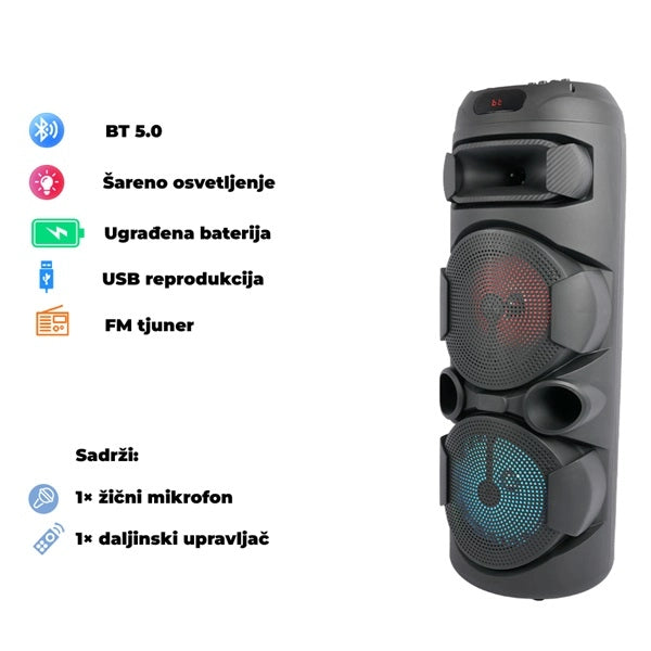 Bluetooth karaoke zvučnik sa RGB rasvetom