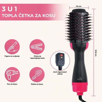 Četka za Sušenje i Oblikovanje Kose 3u1