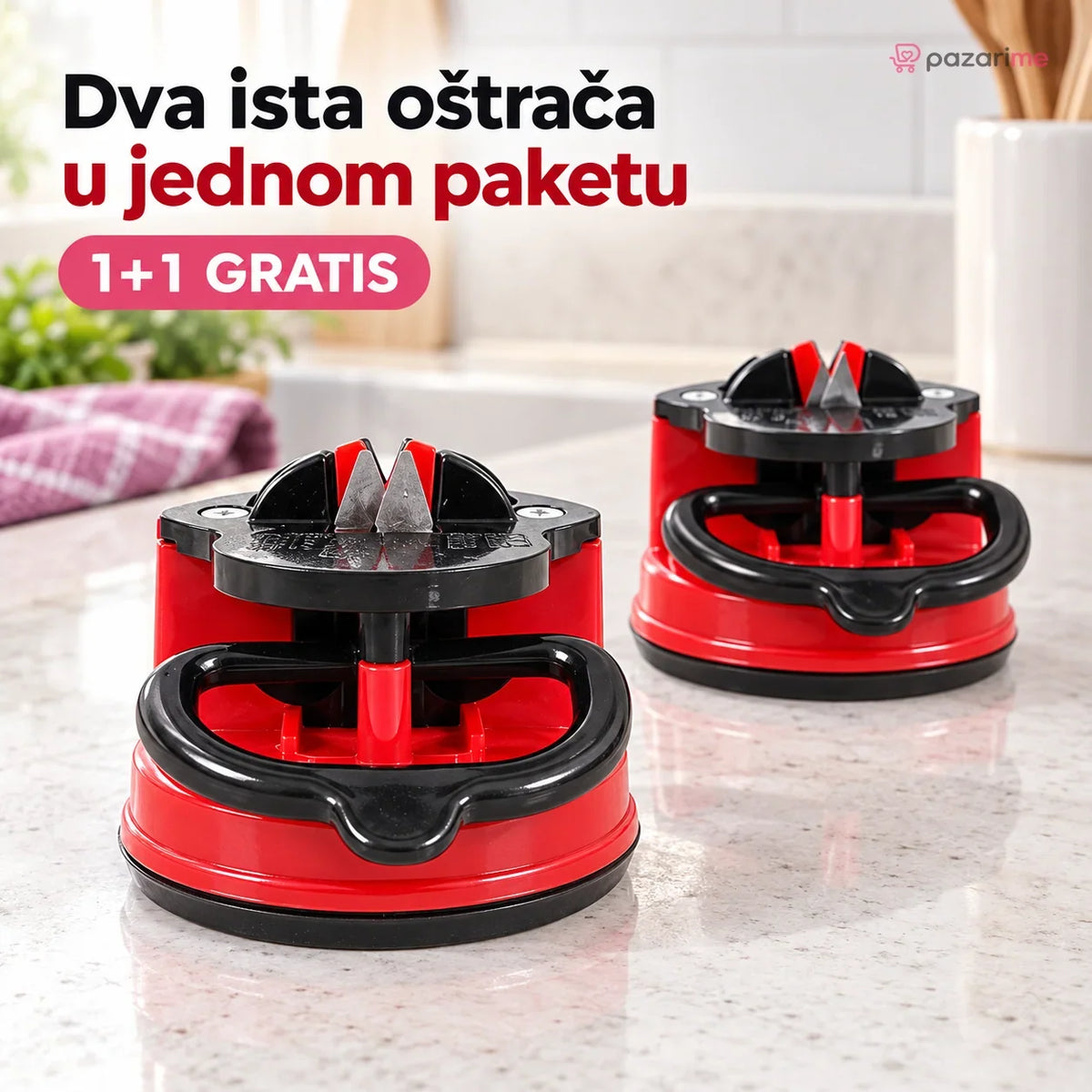Oštrač za noževe — 1+1 GRATIS, paket od 2 komada | Pazarime