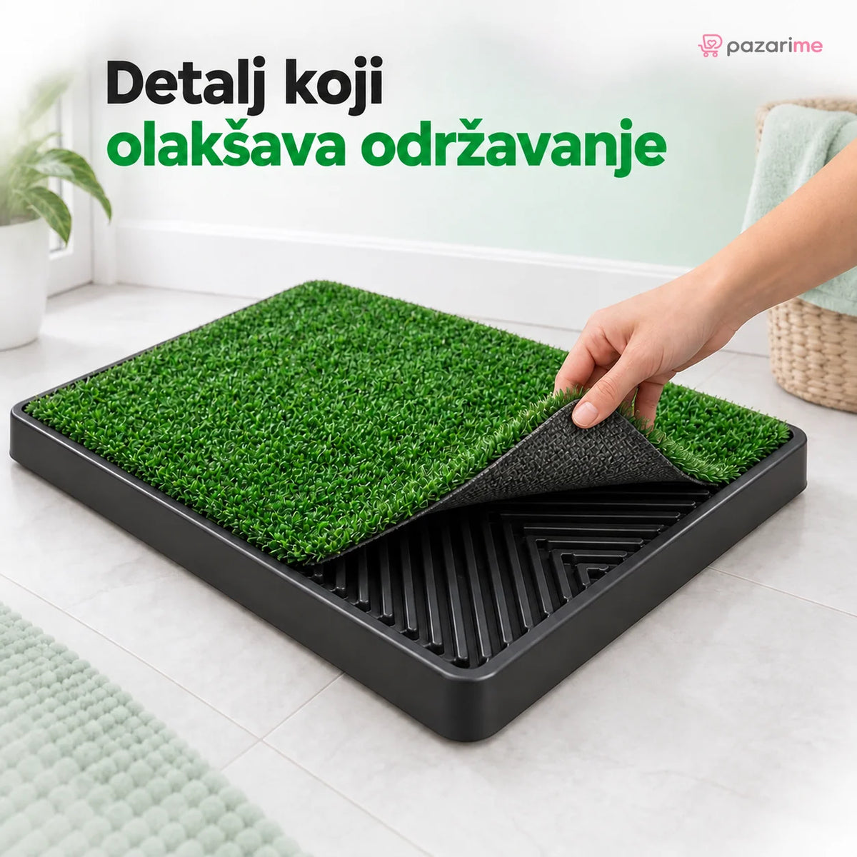 Detalj koji olakšava održavanje — kućni toalet sa veštačkom travom | Pazarime