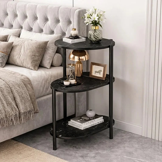 Ugaoni stočić sa 3 police – Crni Mermer