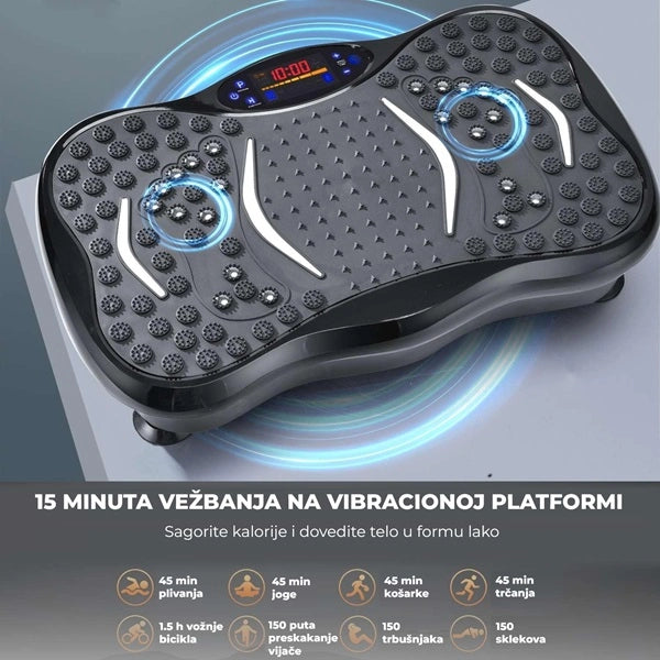 Vibraciona ploča za fitnes + 5 traka za vežbanje + unoverzalne helanke + pametna vaga GRATIS