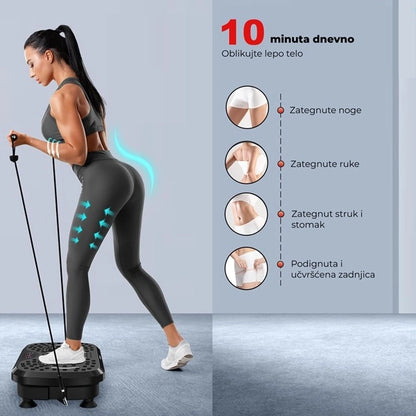 Vibraciona ploča za fitnes + 5 traka za vežbanje + unoverzalne helanke + pametna vaga GRATIS
