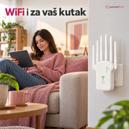 WiFi pojačivač signala 1200 Mbps — Dual Band, 6 antena | Pazarime