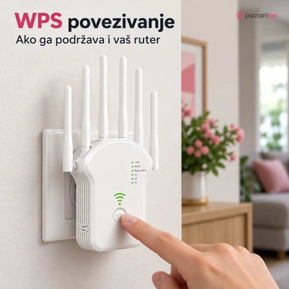 WiFi pojačivač signala 1200 Mbps — Dual Band, 6 antena | Pazarime