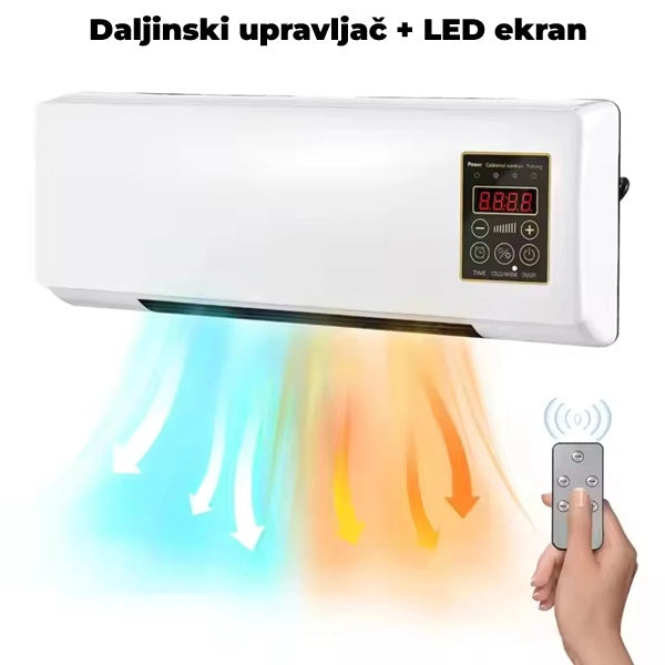 Zidna grejalica 2u1 - Grejni i rashladni uređaj sa daljinskim i šipkom za sušenje garderobe