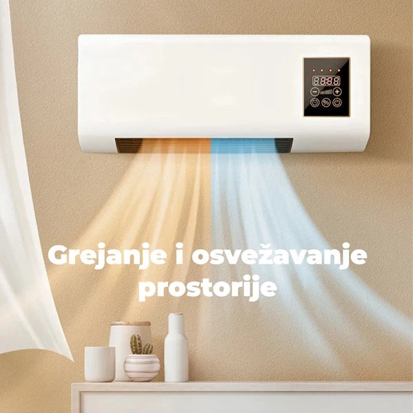 Zidna grejalica 2u1 - Grejni i rashladni uređaj sa daljinskim i šipkom za sušenje garderobe